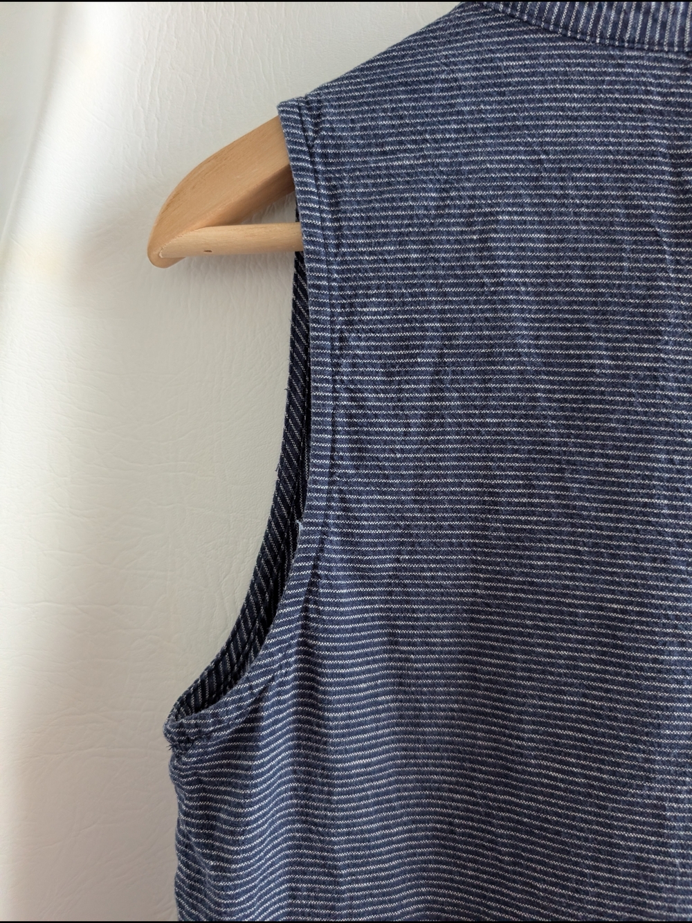 Carve Designs Nellie Linen Blend Blue and White Striped Sleeveless Dress - M - Picture 9 of 15